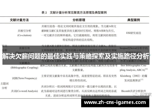 解决欠薪问题的最佳实践与策略探索及实施路径分析